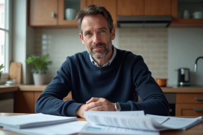 Homme d'âge moyen réfléchissant avec documents emploi