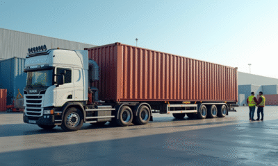 Yard logistique moderne avec container ampliroll en journée