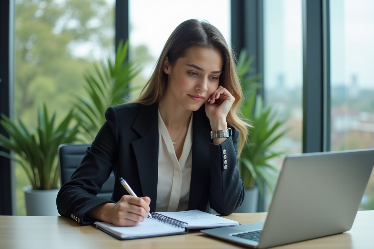 Jeune analyste marketing travaillant sur son ordinateur