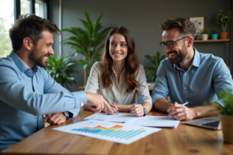 Groupe de professionnels autour d'une table en réunion