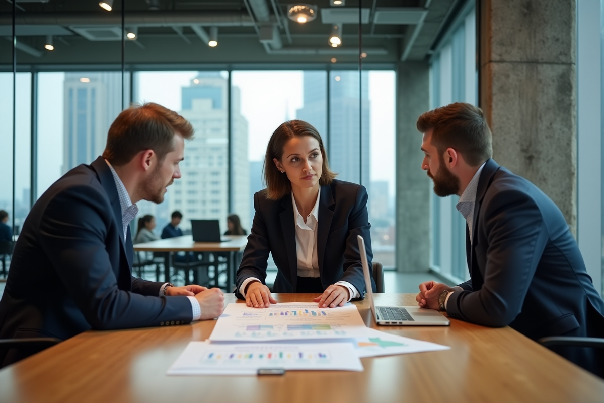 Professionnels en discussion autour d une table de travail