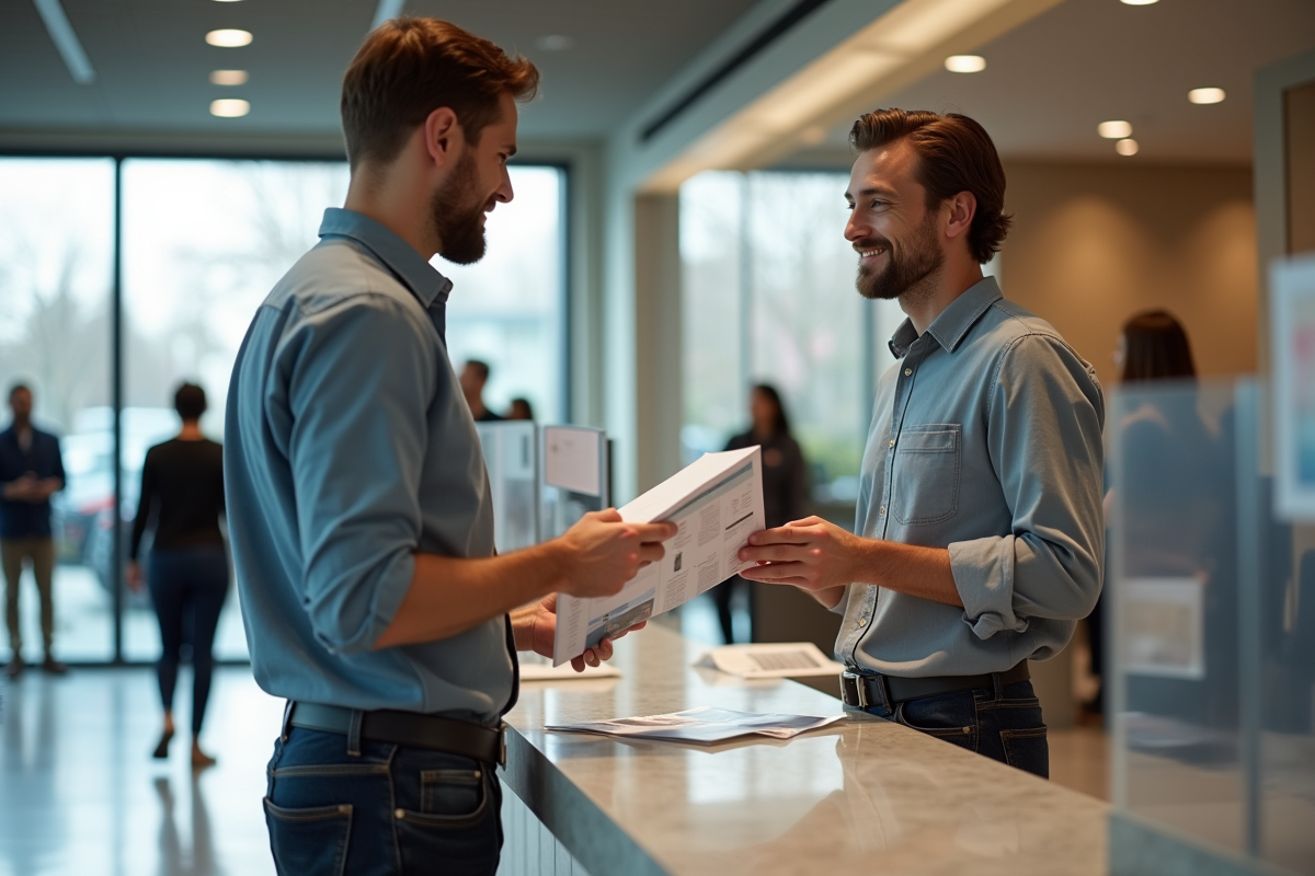 Jeune homme au comptoir d