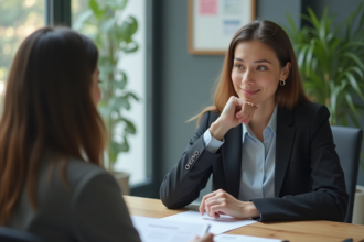 Femme discutant de son CV avec un conseiller emploi