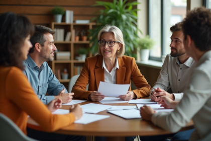 Groupe de personnes en réunion dans un centre communautaire