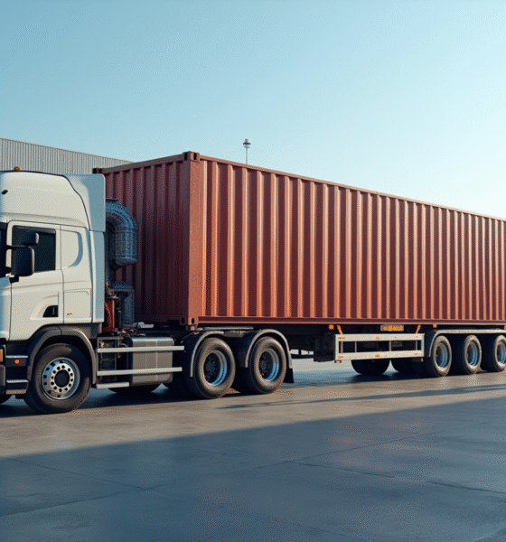 Yard logistique moderne avec container ampliroll en journée